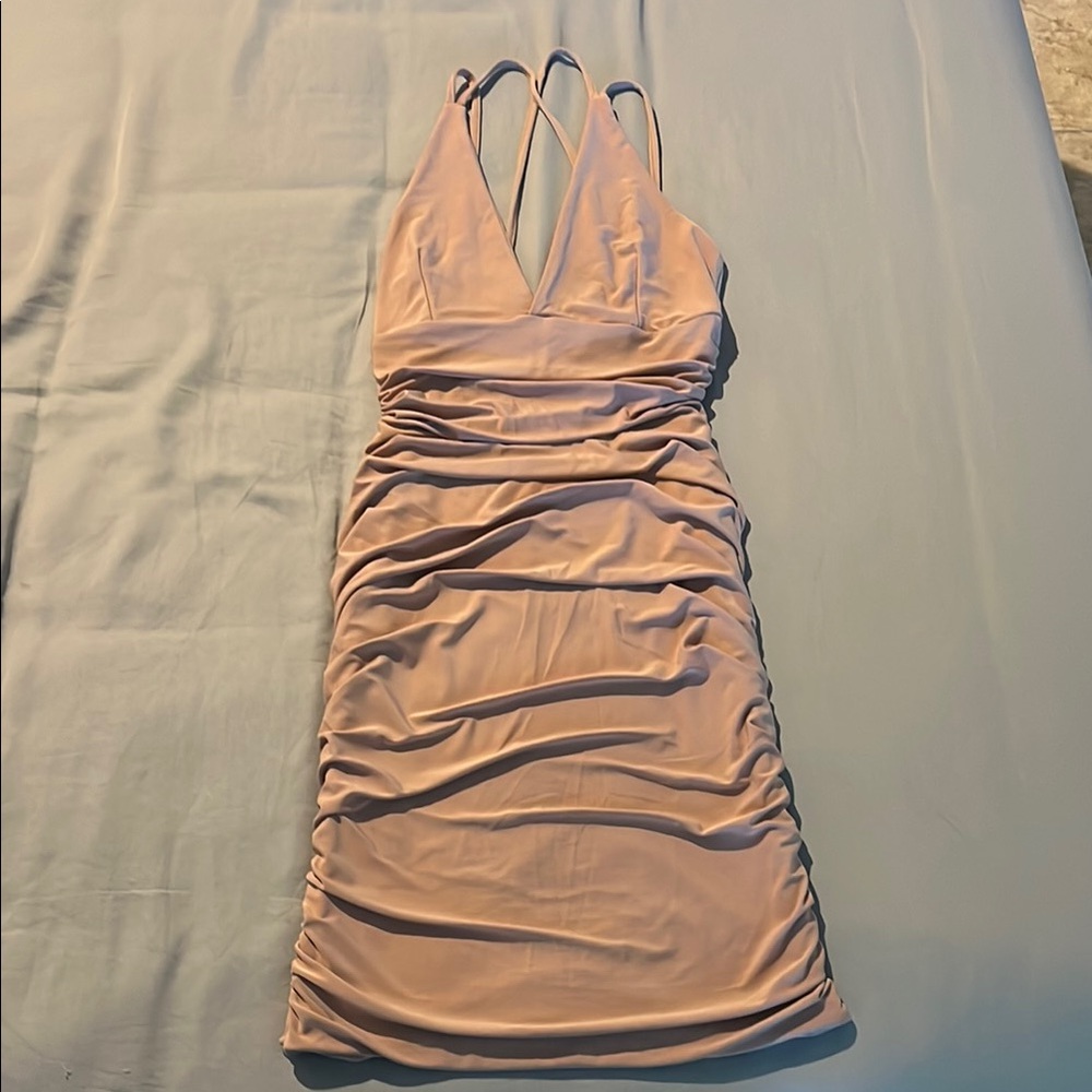 Elegant Beige Sleeveless Dress